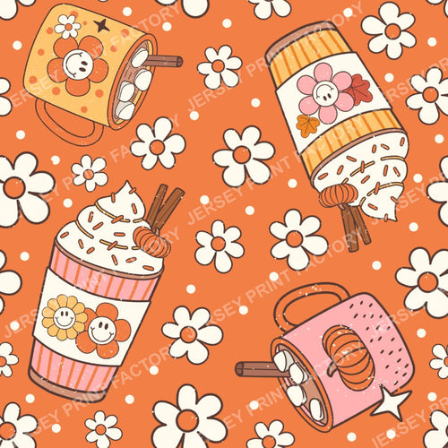 Fall Pumpkin Spice Coffee And Cocoa Drinks Orange