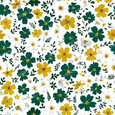 Green Yellow Ditsy Flower