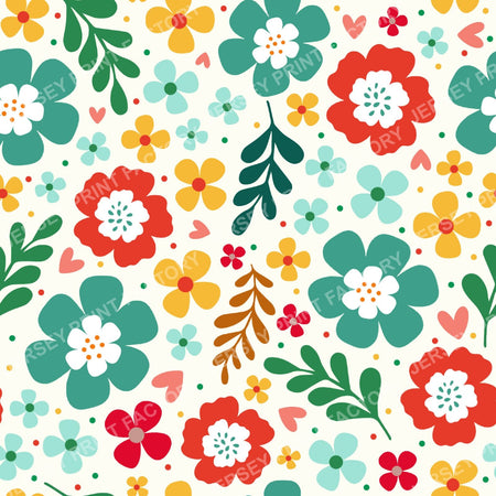Colorful Bold Playful Floral On Ivory