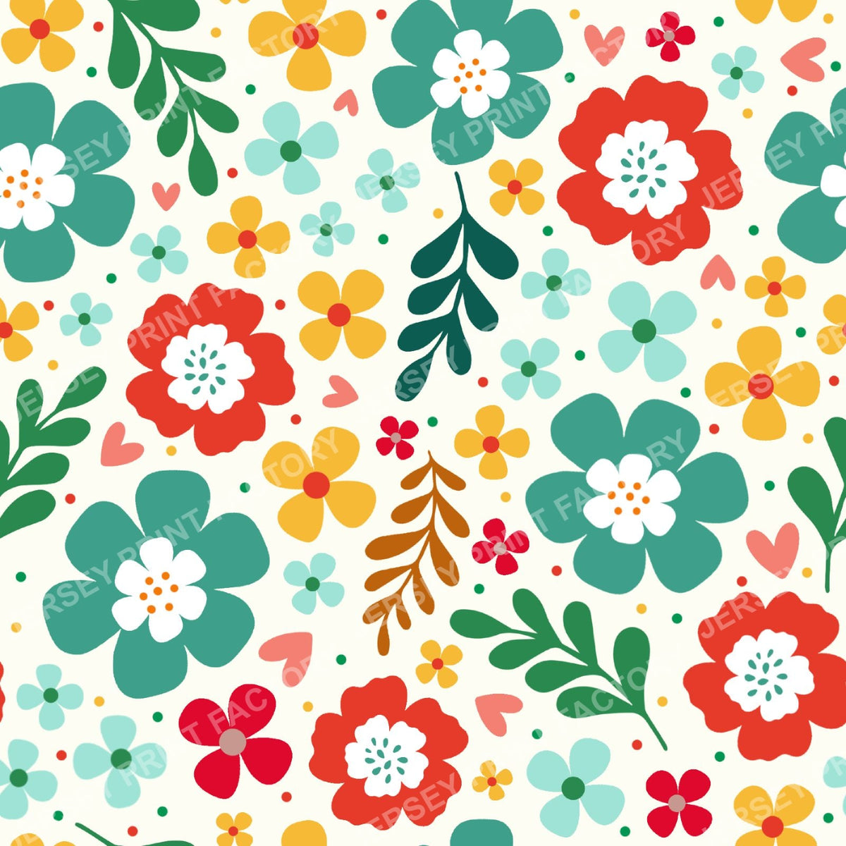 Colorful Bold Playful Floral On Ivory