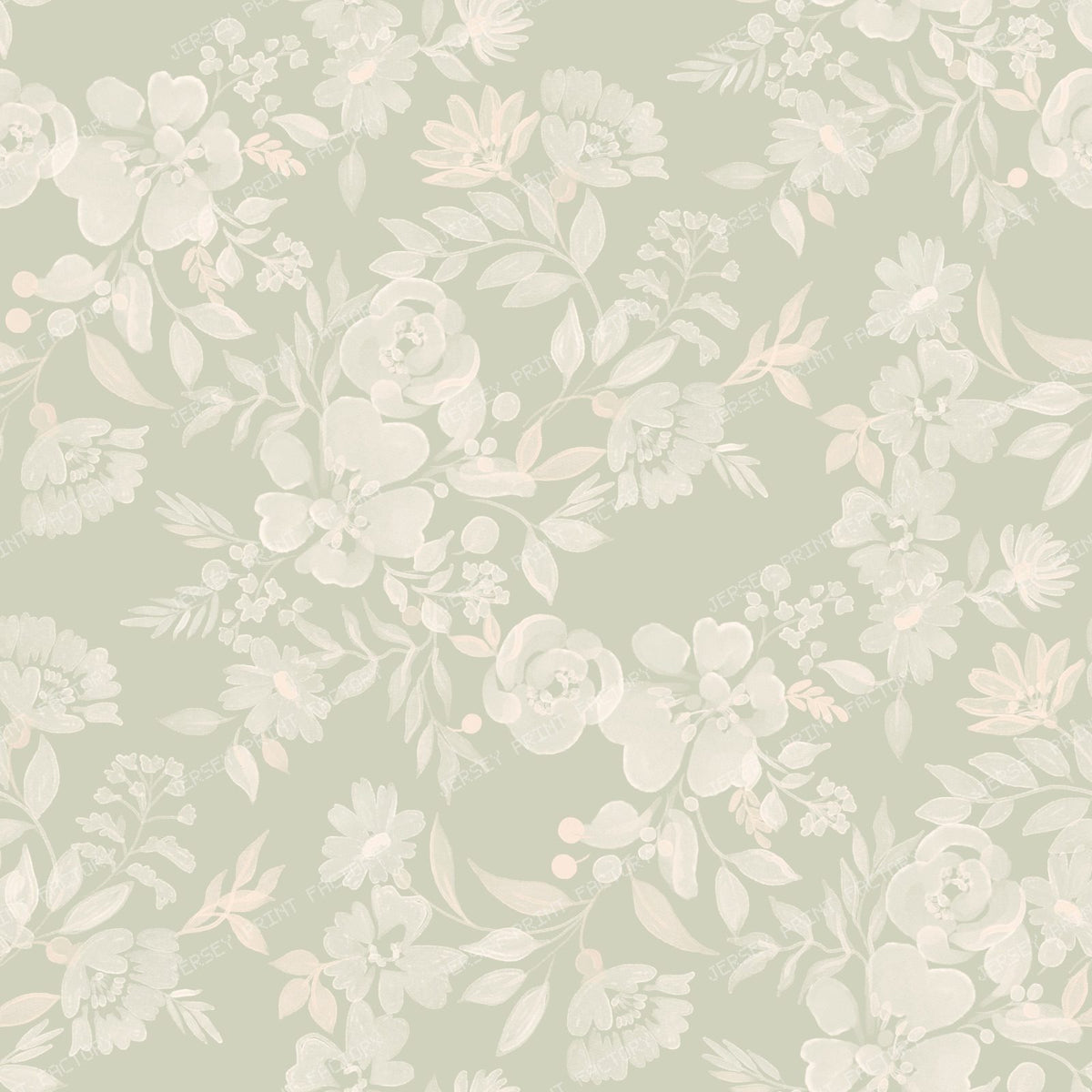 Bella   Watercolour Tonal Floral   Beige — Light Green
