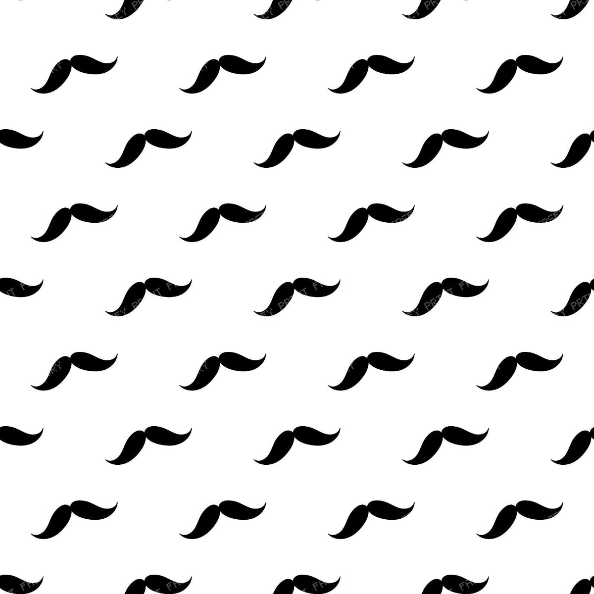 Mustache Pattern, Curly Mustache, Black and White