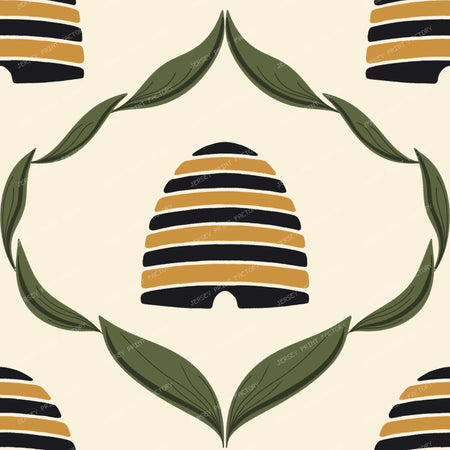 Autumn Farmhouse Botanical Beehive/ Old Harvest Lane Black and Goldenrod