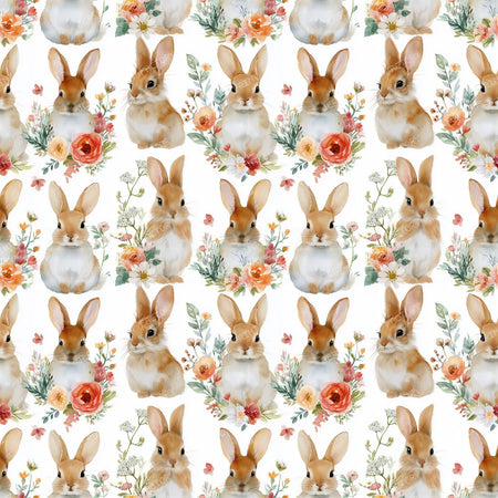 Watercolor Bunny Floral