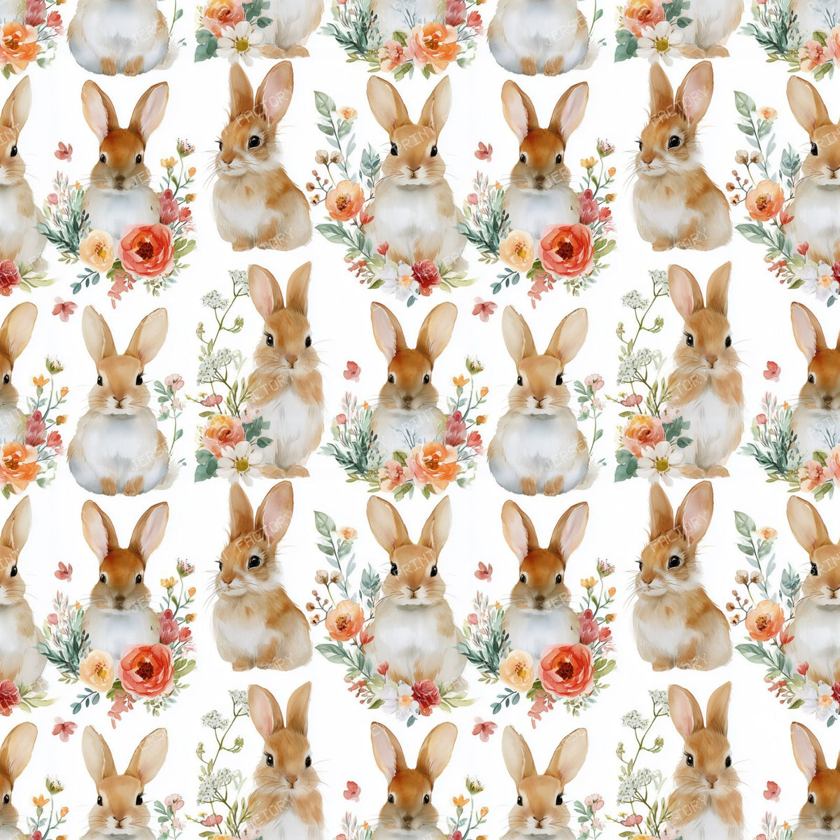 Watercolor Bunny Floral