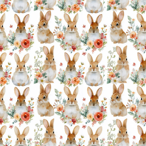 Watercolor Bunny Floral