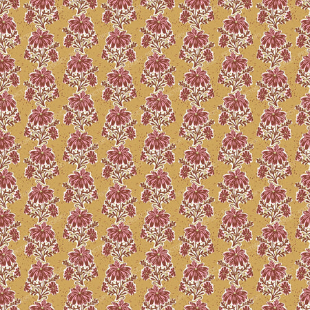 Cecily  Playful Block Print Floral   Lilac & Teal — Mustard Yellow & Pink
