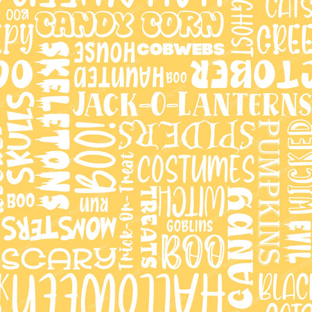 Halloween Word Cloud Sayings White On Yellow
