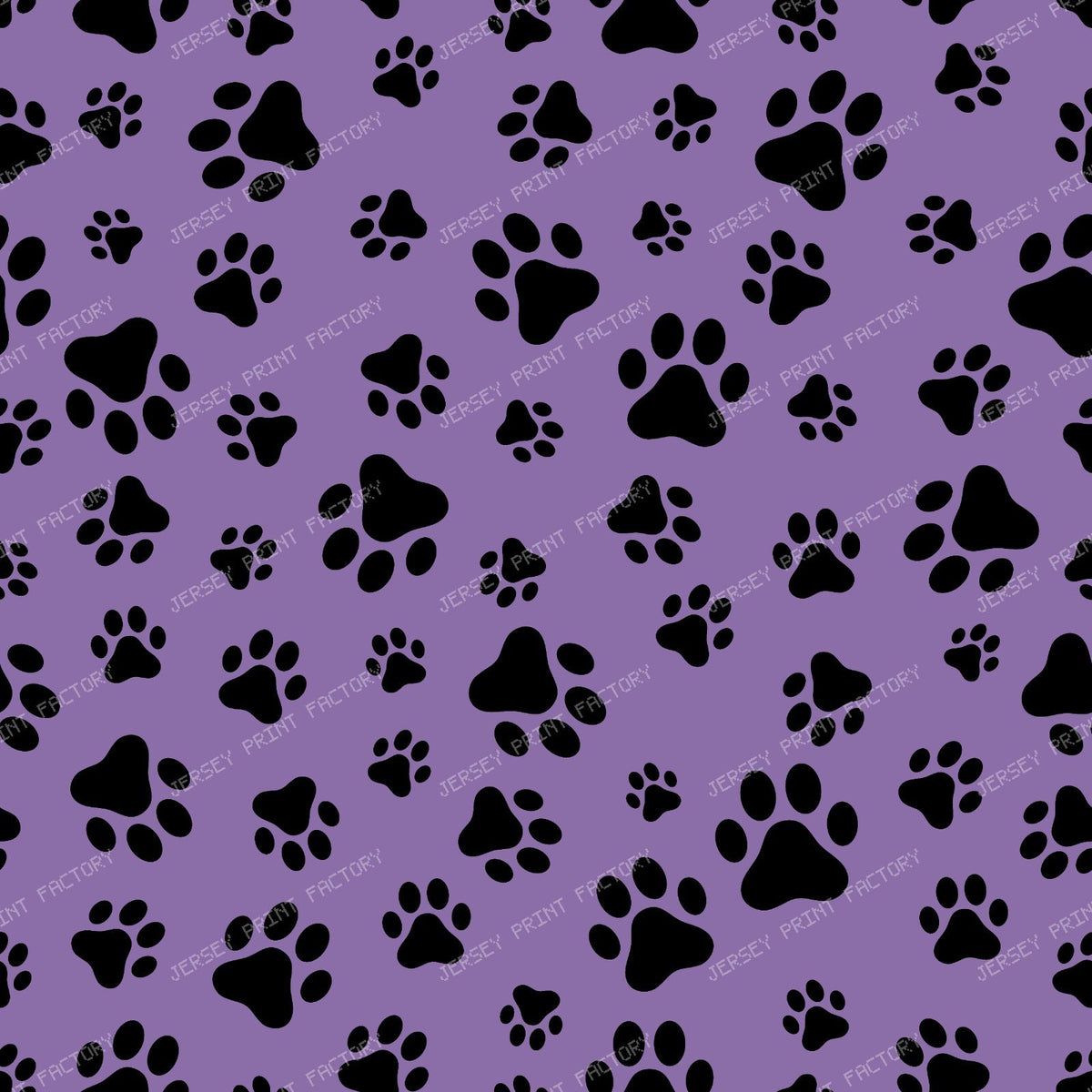 Pattern Of Paws, Dog Paws, Black and White — Purple 9