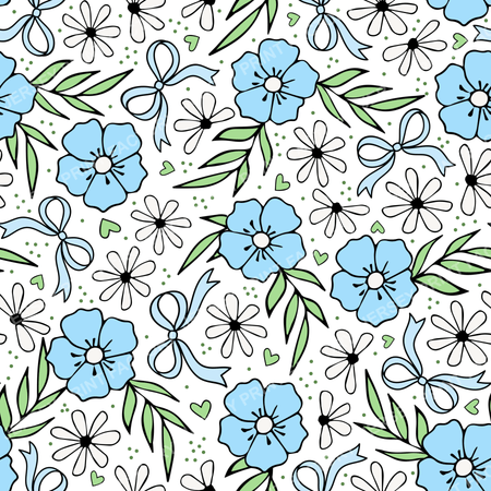 Coquette Meadow Wildflower Floral In Blue