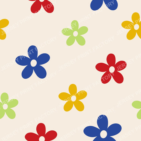 Bright simple flowers on cream off white