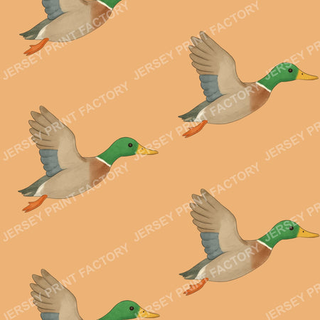 Watercolour flying ducks on Mustard Yellow