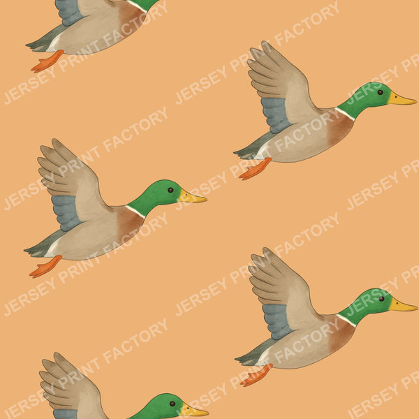 Watercolour flying ducks on Mustard Yellow
