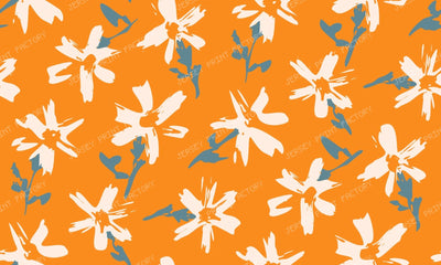 Elegant Floral Pattern of white flowers in boho style. Orange