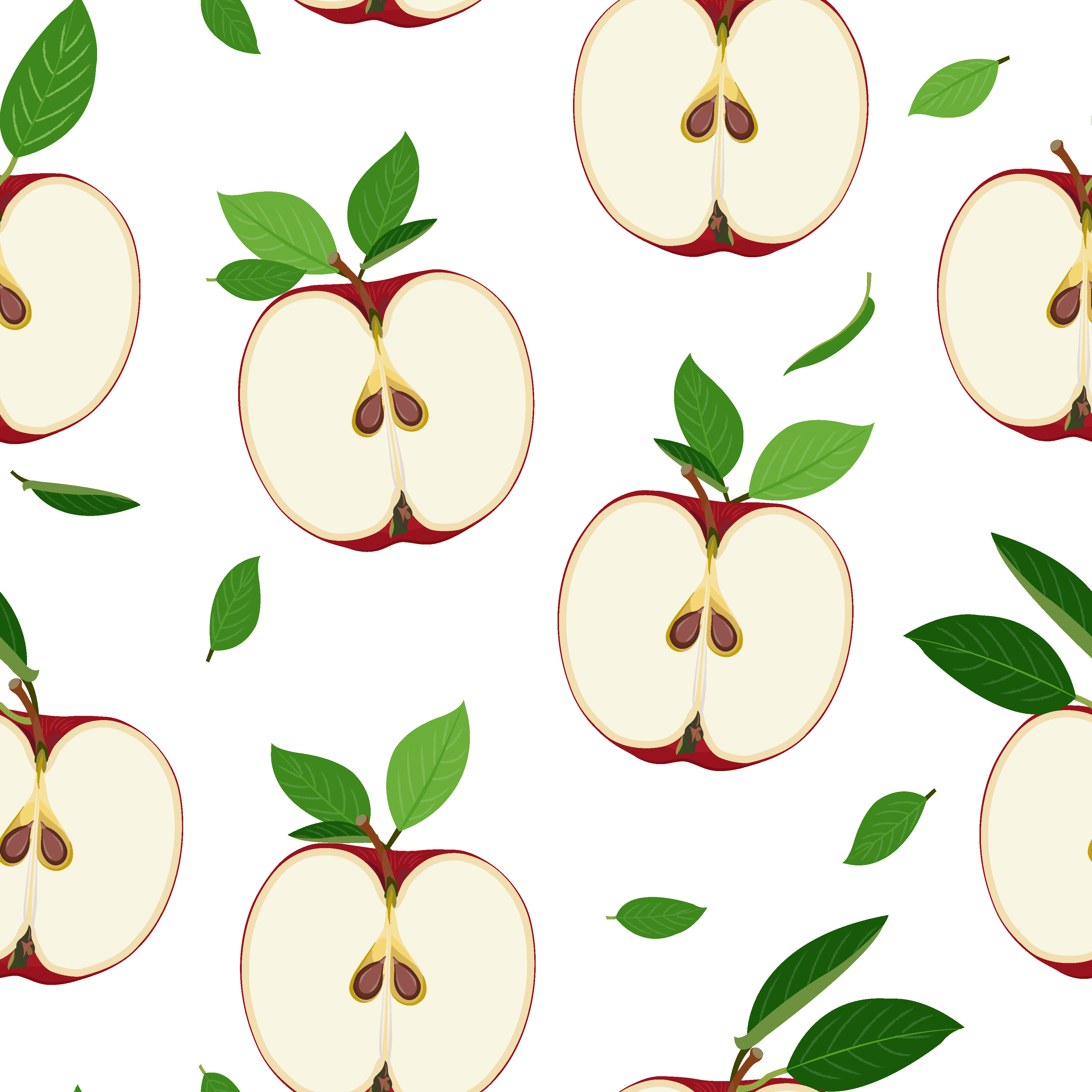 Apple Empty Pattern Half an Apple Patterns on White Fabric D1032 – Jersey Print Factory