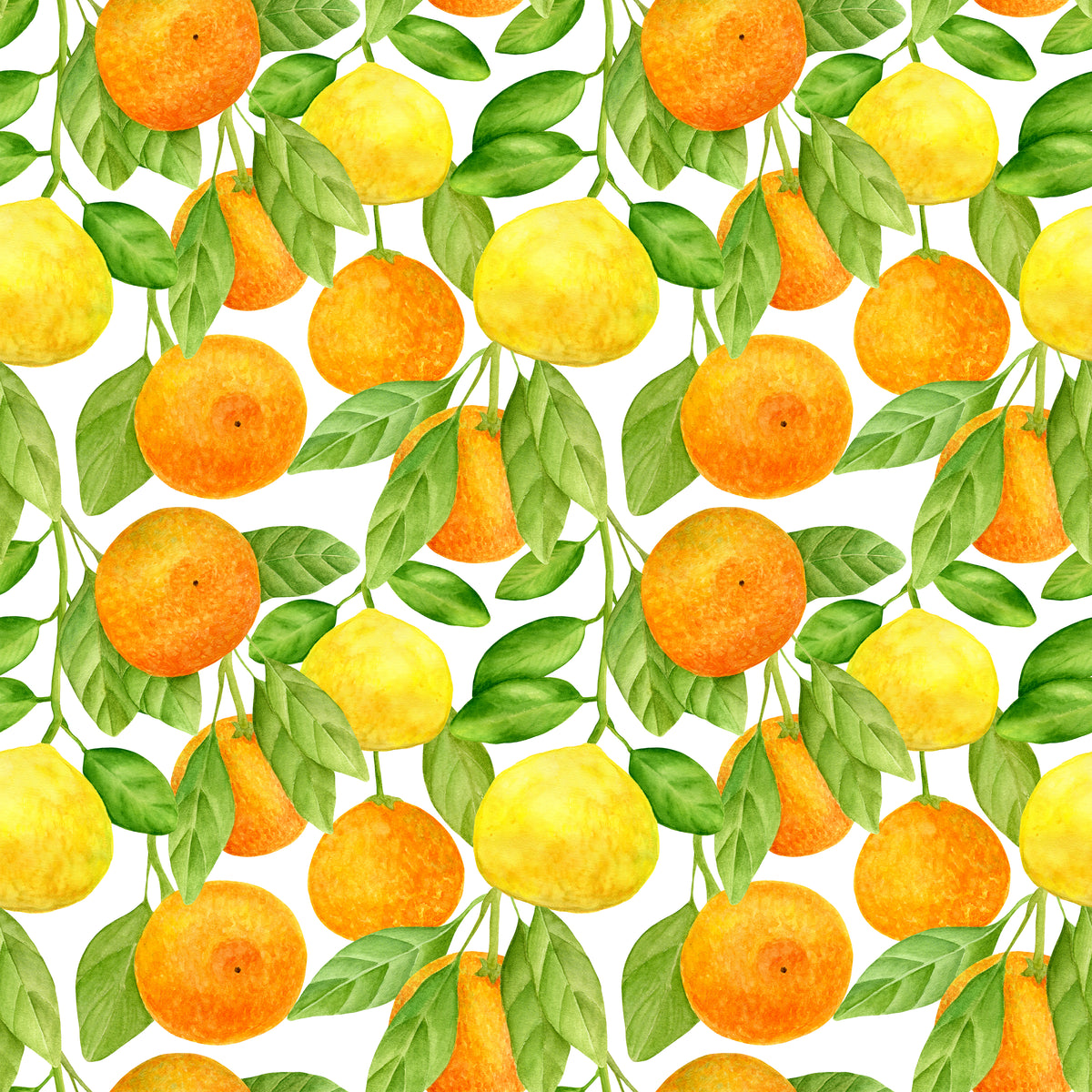 Colorful Lemon and Leaves Patterns on White Fabric D1263 – Jersey Print ...
