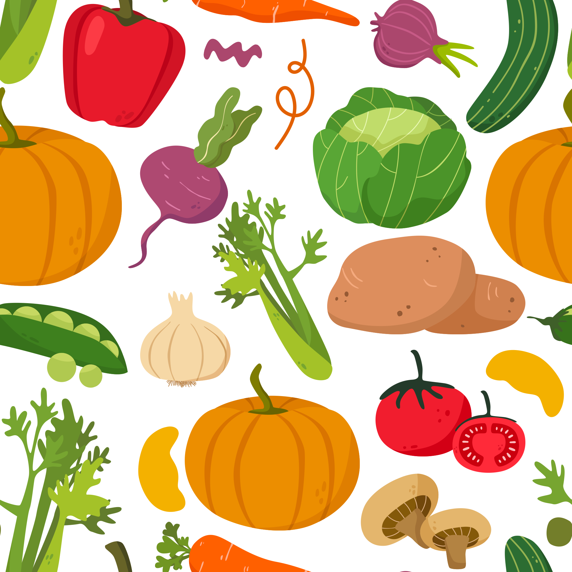 Food Vegetables Pattern Vegetable Food Patterns on White Fabric D1715 – Jersey Print Factory