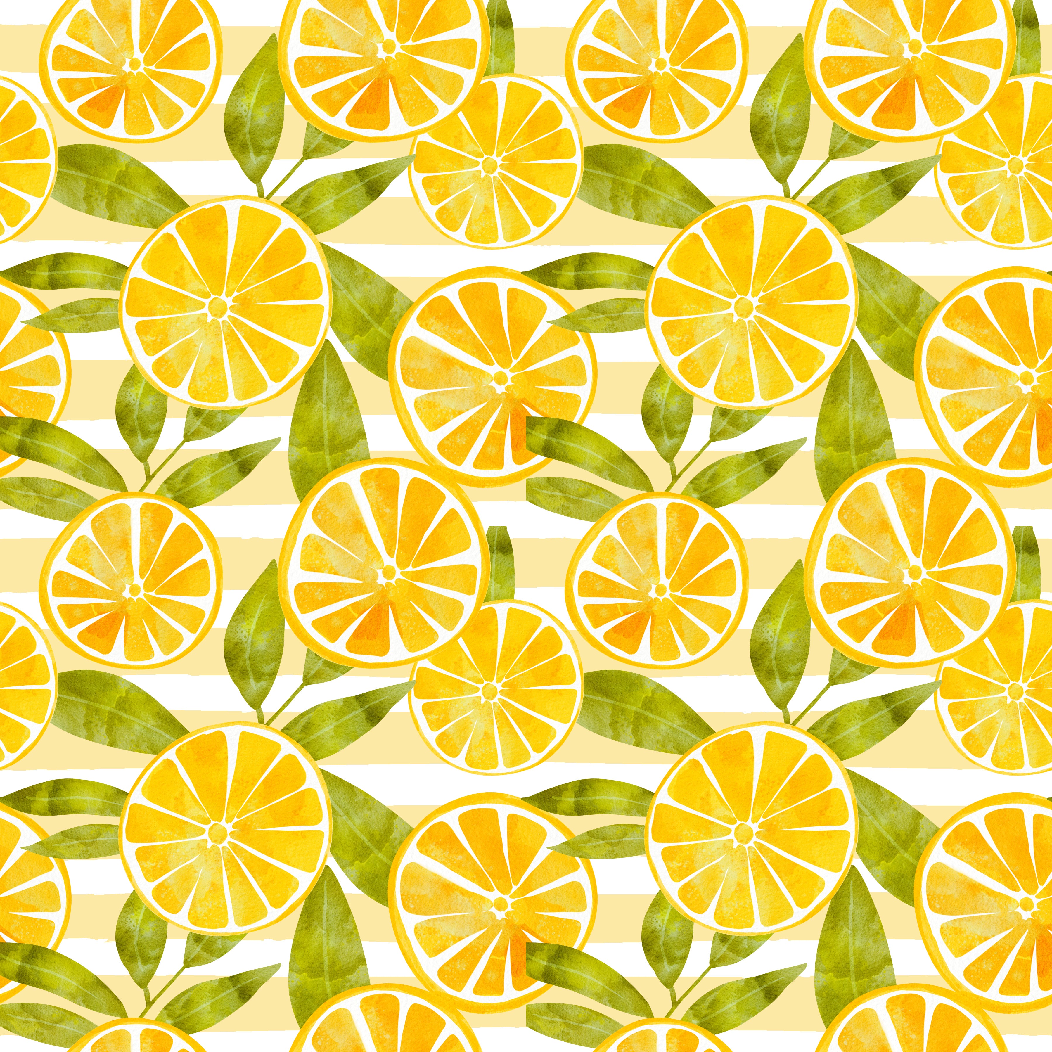 Stoff Zitronen Print Zitronen- Und Streifenmuster Auf Weißem Stoff