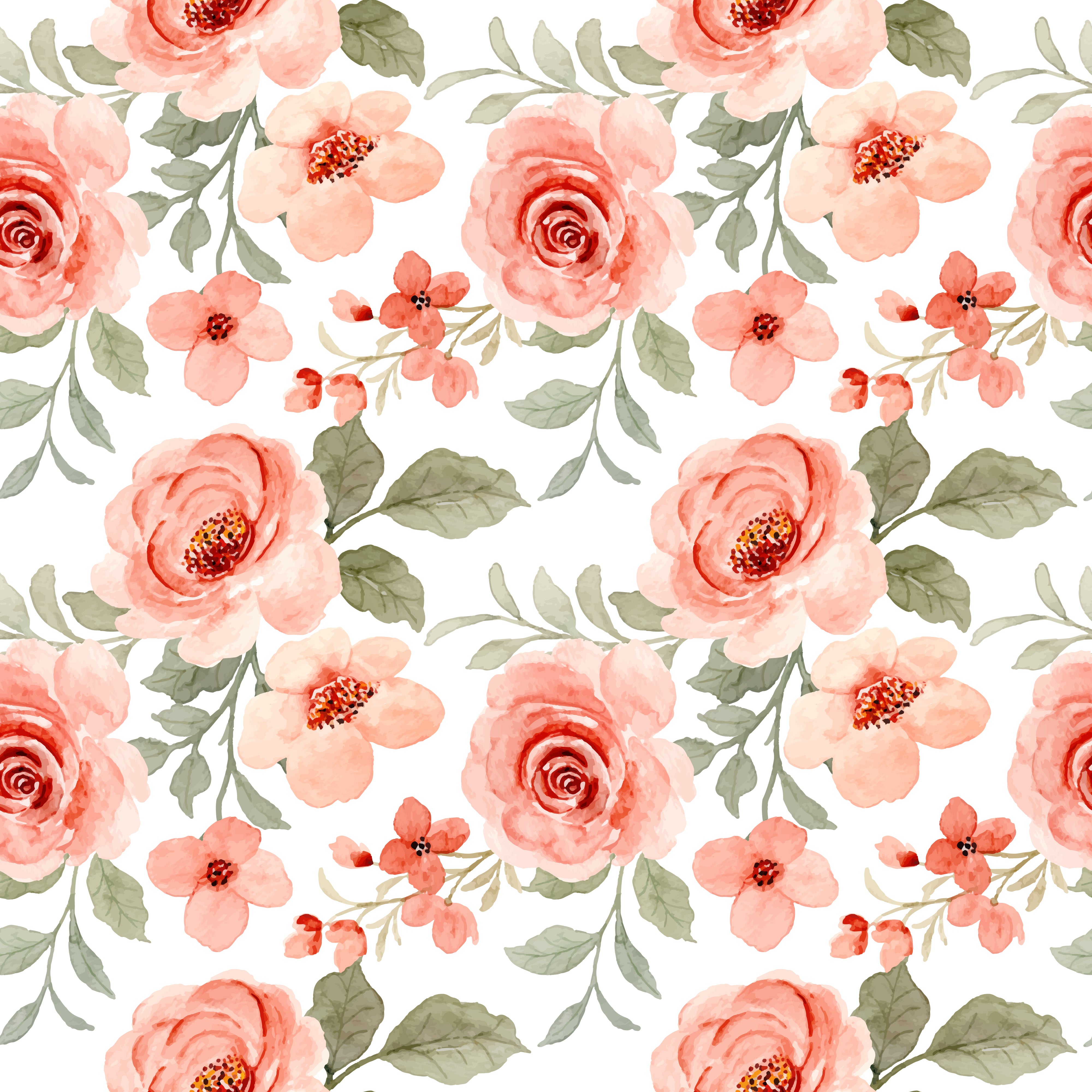 Rosa Blumenmuster auf weißem Stoff E1157 – Jersey Print Factory