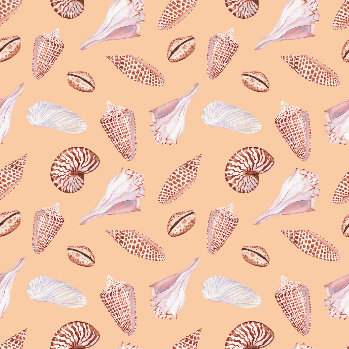 Seashell Patterns on Skin Color Fabric D1587 – Jersey Print Factory