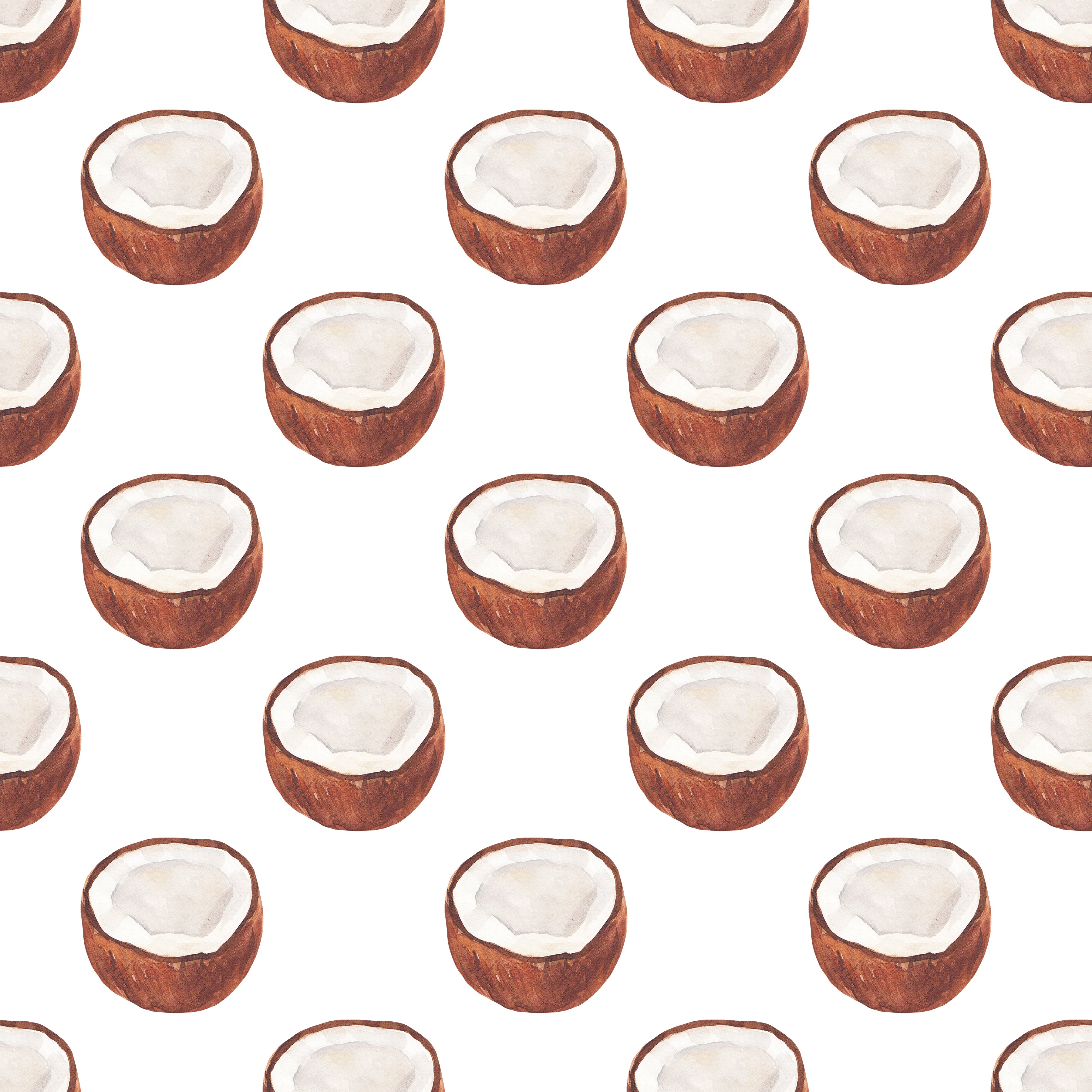 Coconut designs on white fabric D1456 – Jersey Print Factory