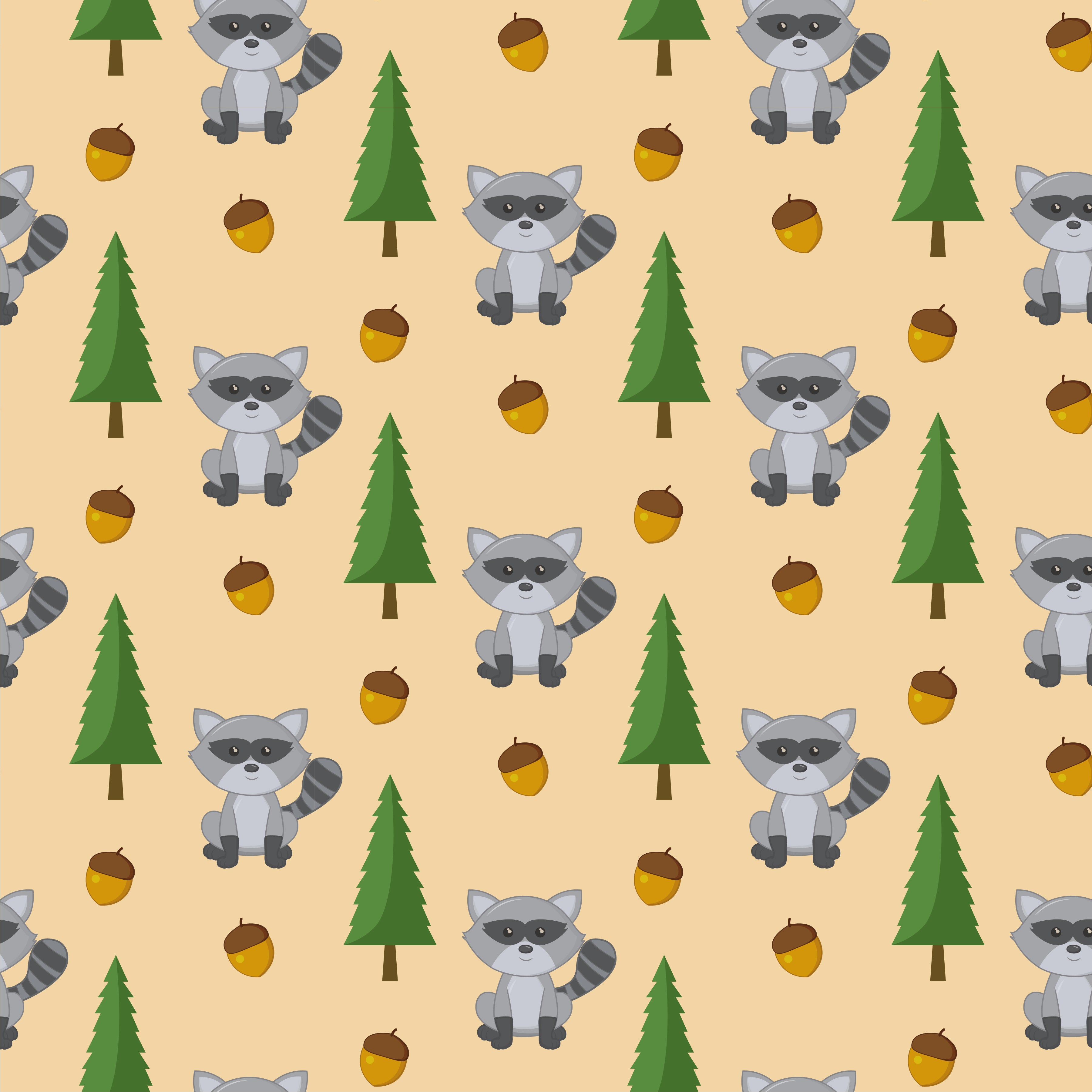Lsd Racoon raccoon, acorn and pine tree designs in fabric D1444 – Jersey Print Factory