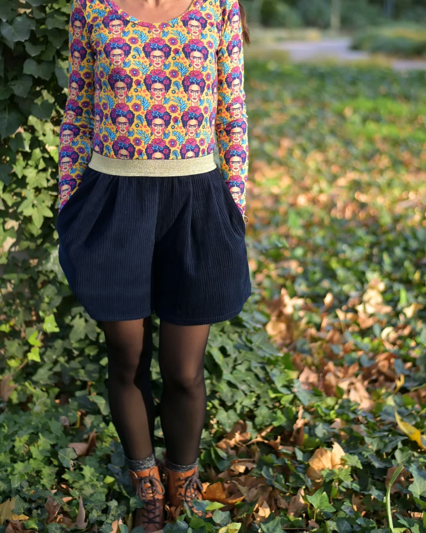 A gathered skirt worn with a printed jersey top