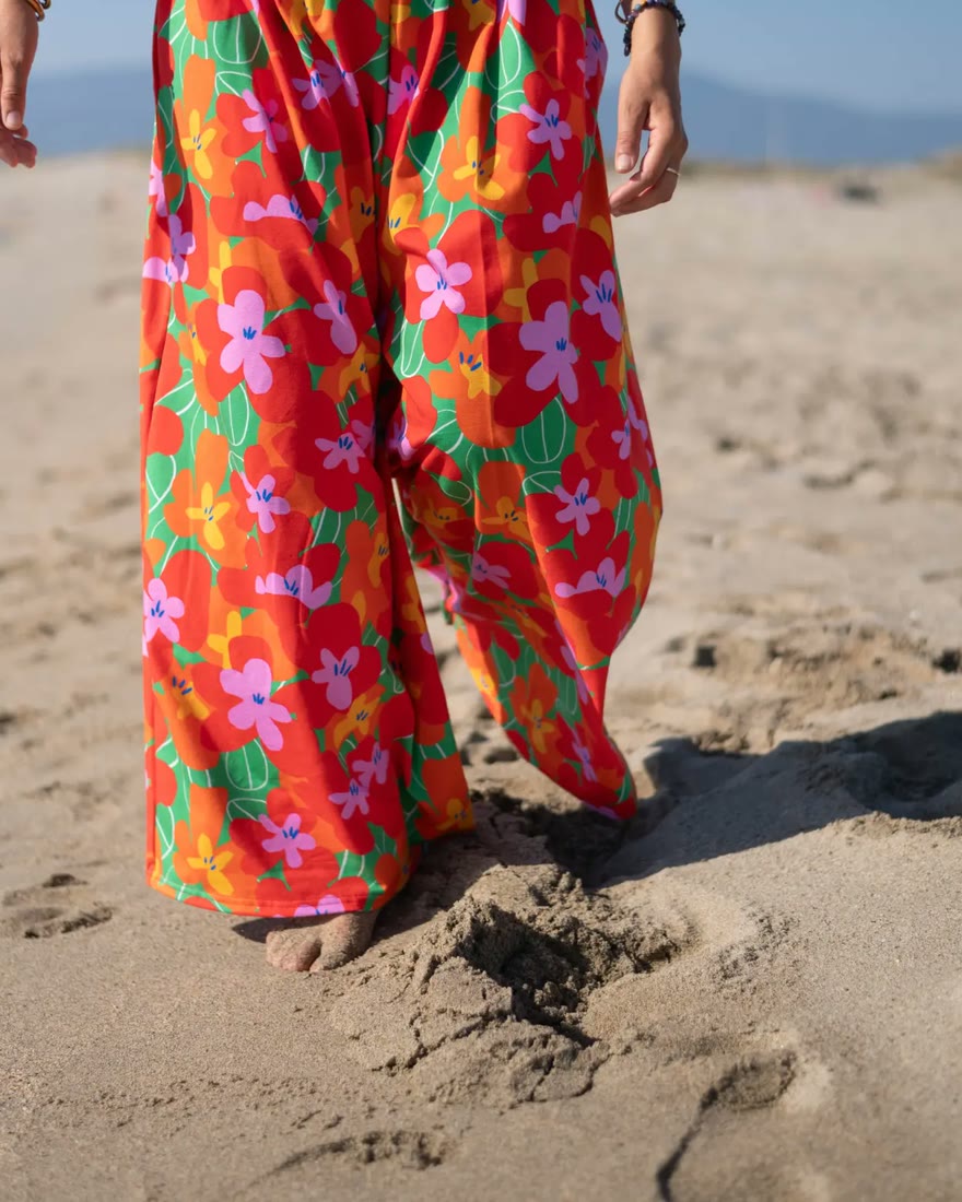 Wide-leg trousers in a custom floral print